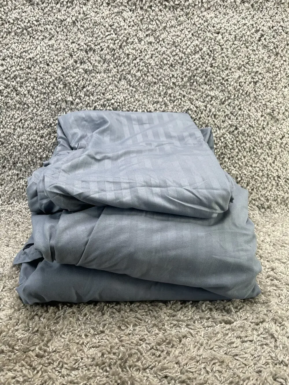 King Size Extra Soft 4 Piece Sheet Set Grey Striped Polyester Home Bedroom